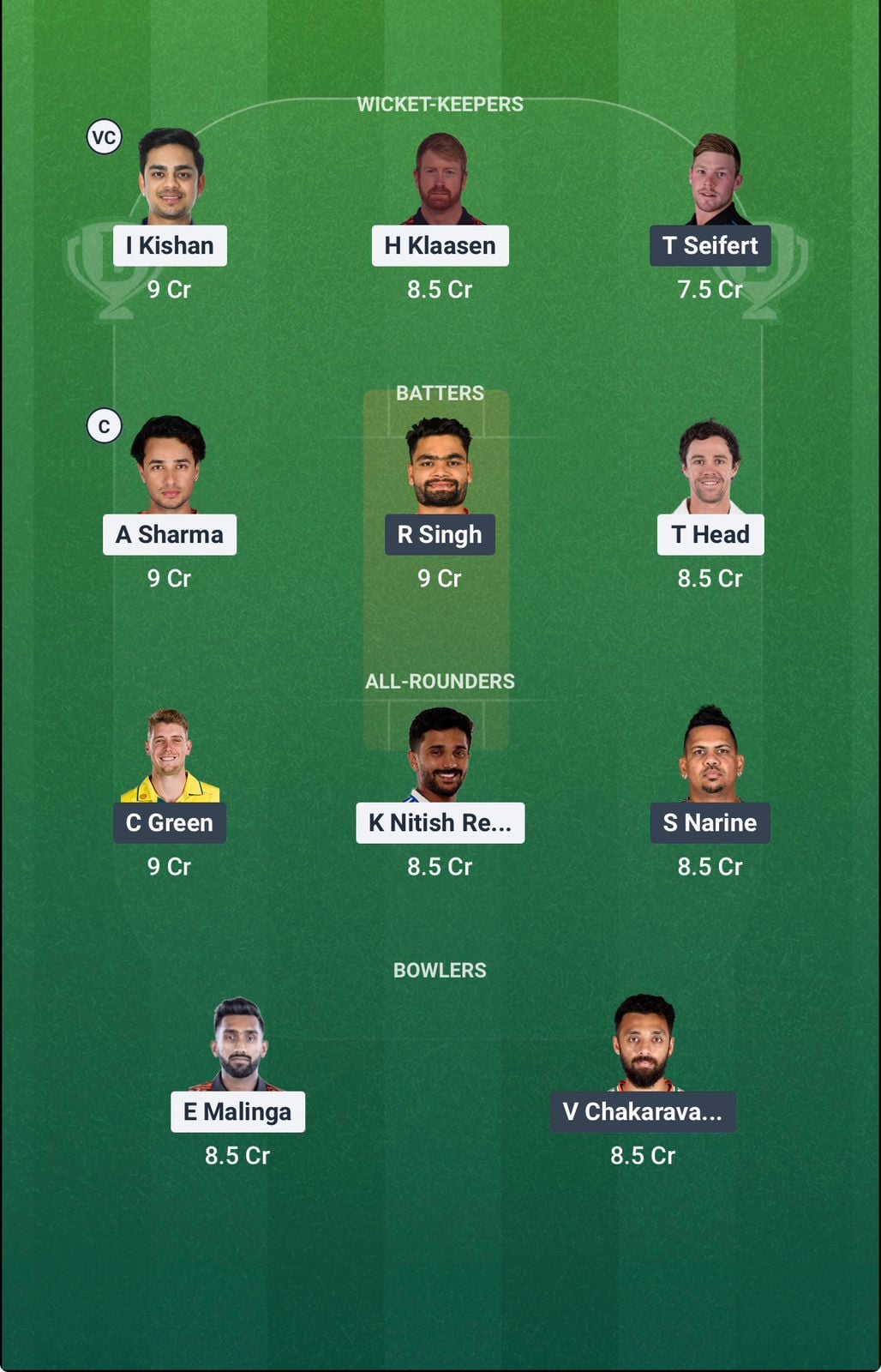 Screenshot from Dream11 app. Possible XIs, Fantasy Cricket Tips, Hyderabad Pitch Report & Dream11 Prediction for the 45th match of IPL 2026: SRH vs KKR Today.