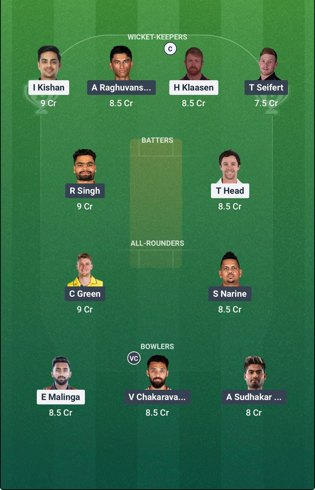 Screenshot from Dream11 app. Possible XIs, Fantasy Cricket Tips, Hyderabad Pitch Report & Dream11 Prediction for the 45th match of IPL 2026: SRH vs KKR Today.