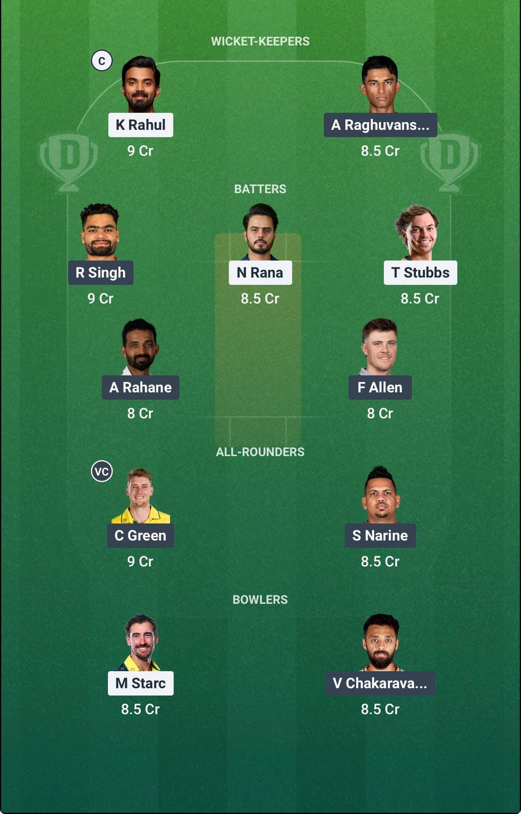 Screenshot from Dream11 app. Possible XIs, Fantasy Cricket Tips, Delhi Pitch Report & Dream11 Prediction for the 51st match of IPL 2026: DC vs KKR today.