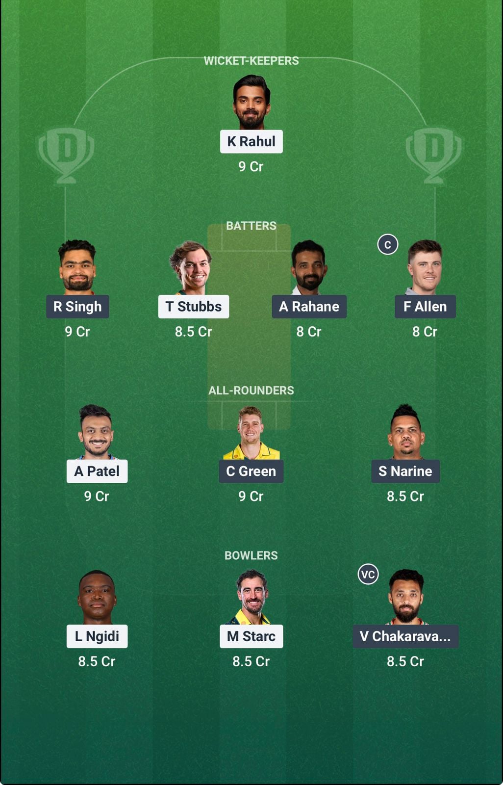 Screenshot from Dream11 app. Possible XIs, Fantasy Cricket Tips, Delhi Pitch Report & Dream11 Prediction for the 51st match of IPL 2026: DC vs KKR today.