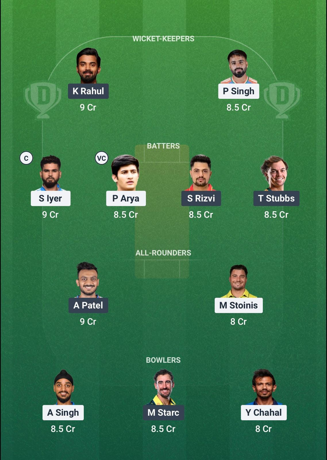 Screenshot from Dream11 app. Possible XIs, Fantasy Cricket Tips, Dharamsala Pitch Report & Dream11 Prediction for the 55th match of IPL 2026: PBKS vs DC today.