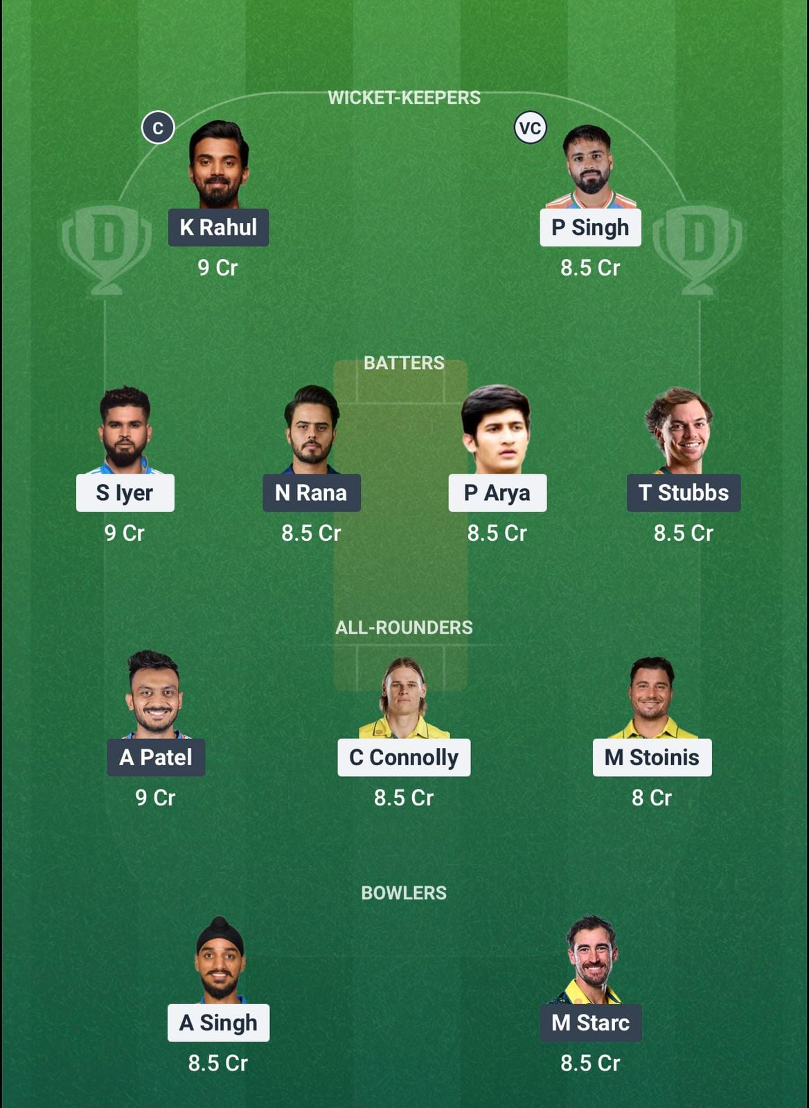 Screenshot from Dream11 app. Possible XIs, Fantasy Cricket Tips, Dharamsala Pitch Report & Dream11 Prediction for the 55th match of IPL 2026: PBKS vs DC today.