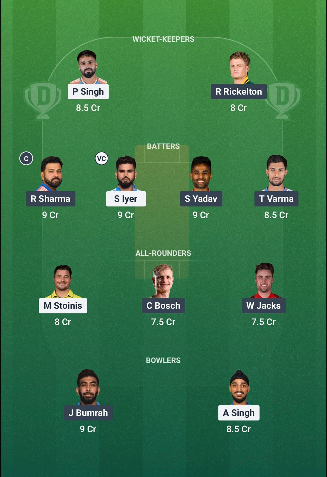 Screenshot from Dream11 app. Possible XIs, Fantasy Cricket Tips, Dharamsala Pitch Report & Dream11 Prediction for the 58th match of IPL 2026: PBKS vs MI Today.