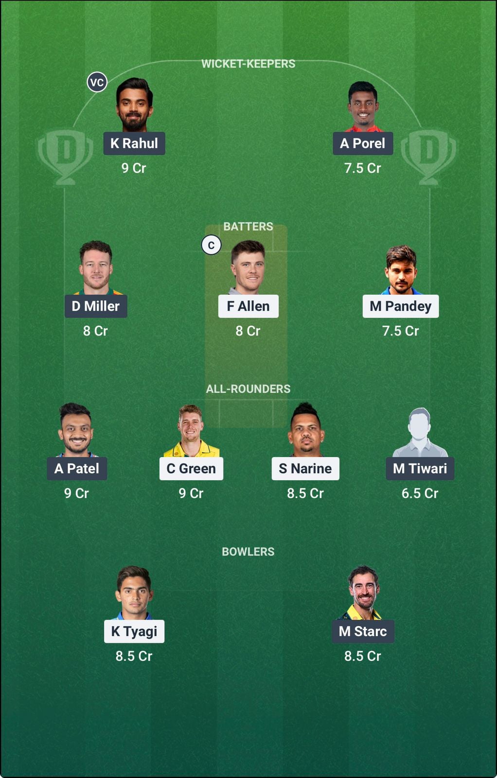 Screenshot from Dream11 app. Possible XIs, Fantasy Cricket Tips, Eden Gardens Pitch Report & Dream11 Prediction for the 70th match of IPL 2026: KKR vs DC Today.