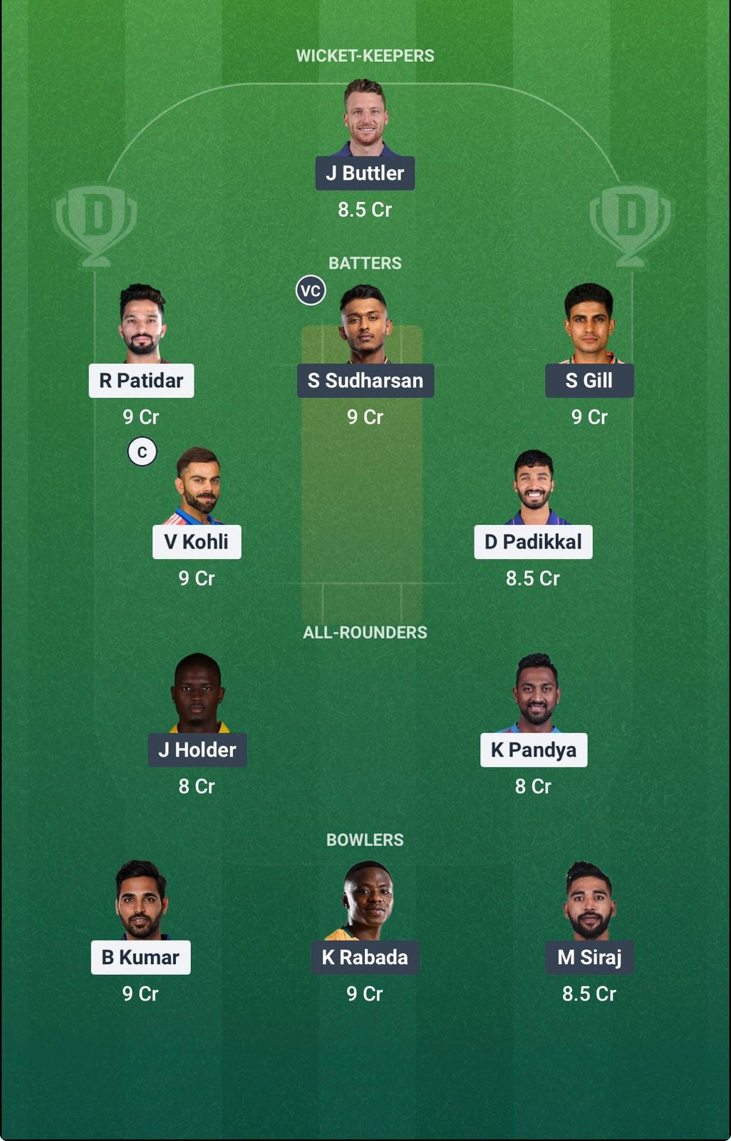 Screenshot from Dream11 app. Possible XIs, Fantasy Cricket Tips, Ahmedabad Pitch Report & Dream11 Prediction for IPL Final: RCB vs GT Today.