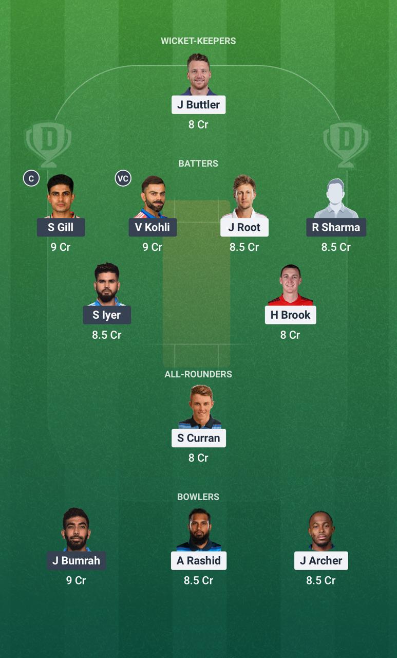 Screenshot from Dream11 app. Possible XIs, Fantasy Cricket Tips, Edgbaston Pitch Report & Dream11 Prediction for ENG vs IND 1st ODI Today.