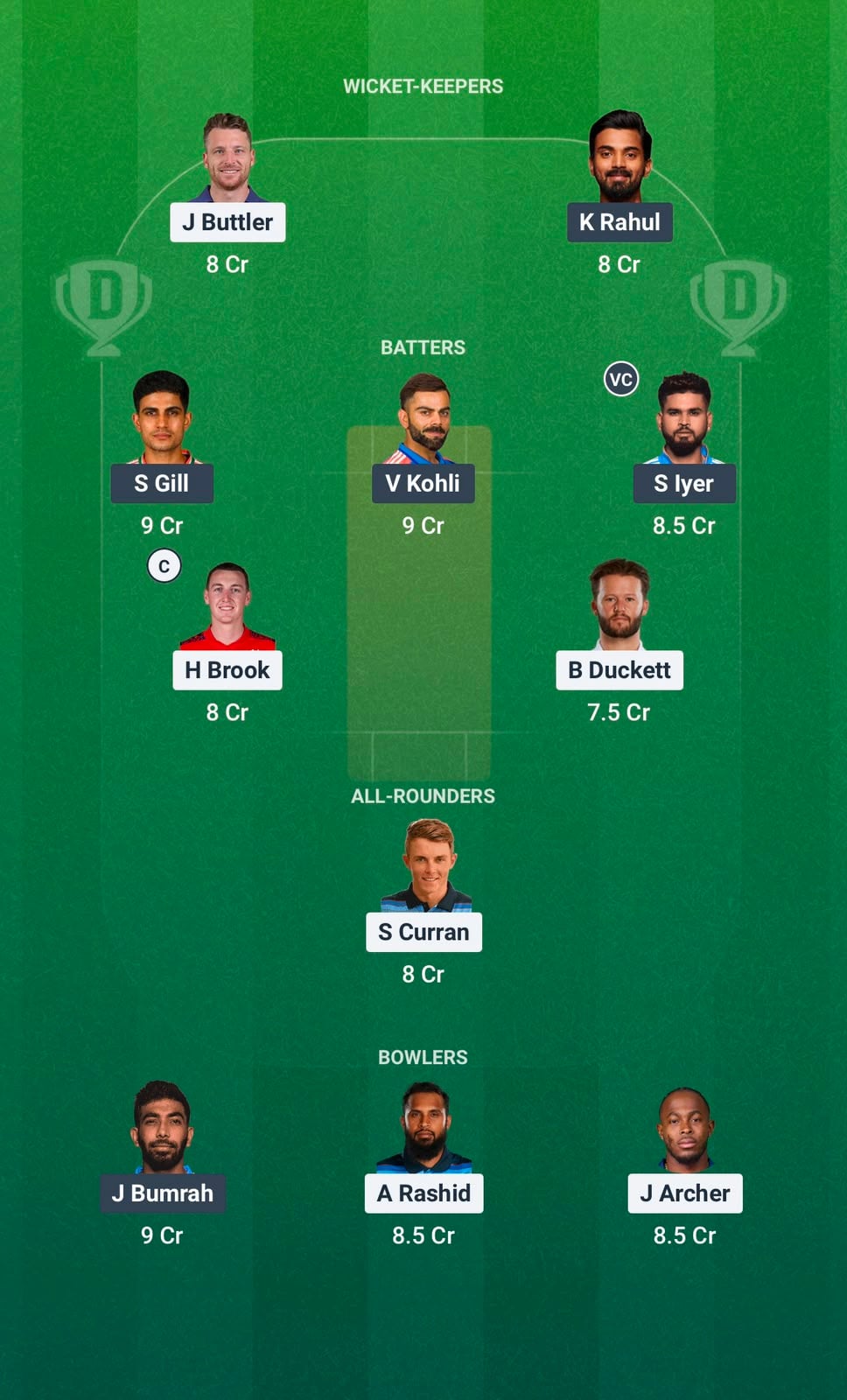 Screenshot from Dream11 app. Possible XIs, Fantasy Cricket Tips, Edgbaston Pitch Report & Dream11 Prediction for ENG vs IND 1st ODI Today.