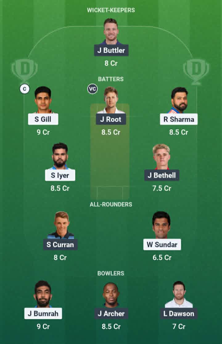 Screenshot from Dream11 app. Possible XIs, Fantasy Cricket Tips, Cardiff Pitch Report & Dream11 Prediction for ENG vs IND 2nd ODI Today.