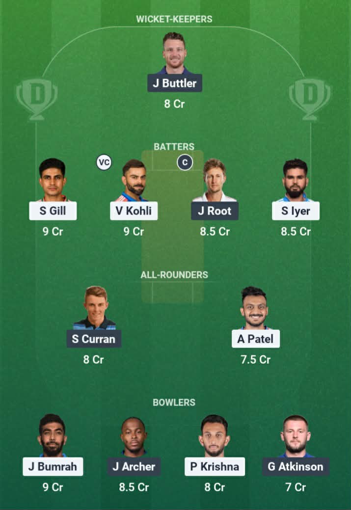 Screenshot from Dream11 app. Possible XIs, Fantasy Cricket Tips, Lord's Pitch Report & Dream11 Prediction for ENG vs IND 3rd ODI Today.