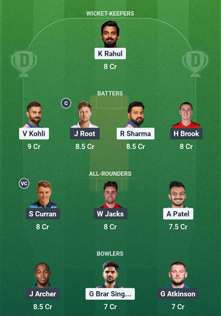 Screenshot from Dream11 app. Possible XIs, Fantasy Cricket Tips, Lord's Pitch Report & Dream11 Prediction for ENG vs IND 3rd ODI Today.