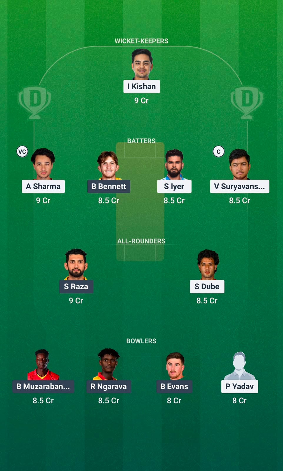 Screenshot from Dream11 app. Possible XIs, Fantasy Cricket Tips, Harare Pitch Report & Dream11 Prediction for IND vs ZIM 1st T20 Today.