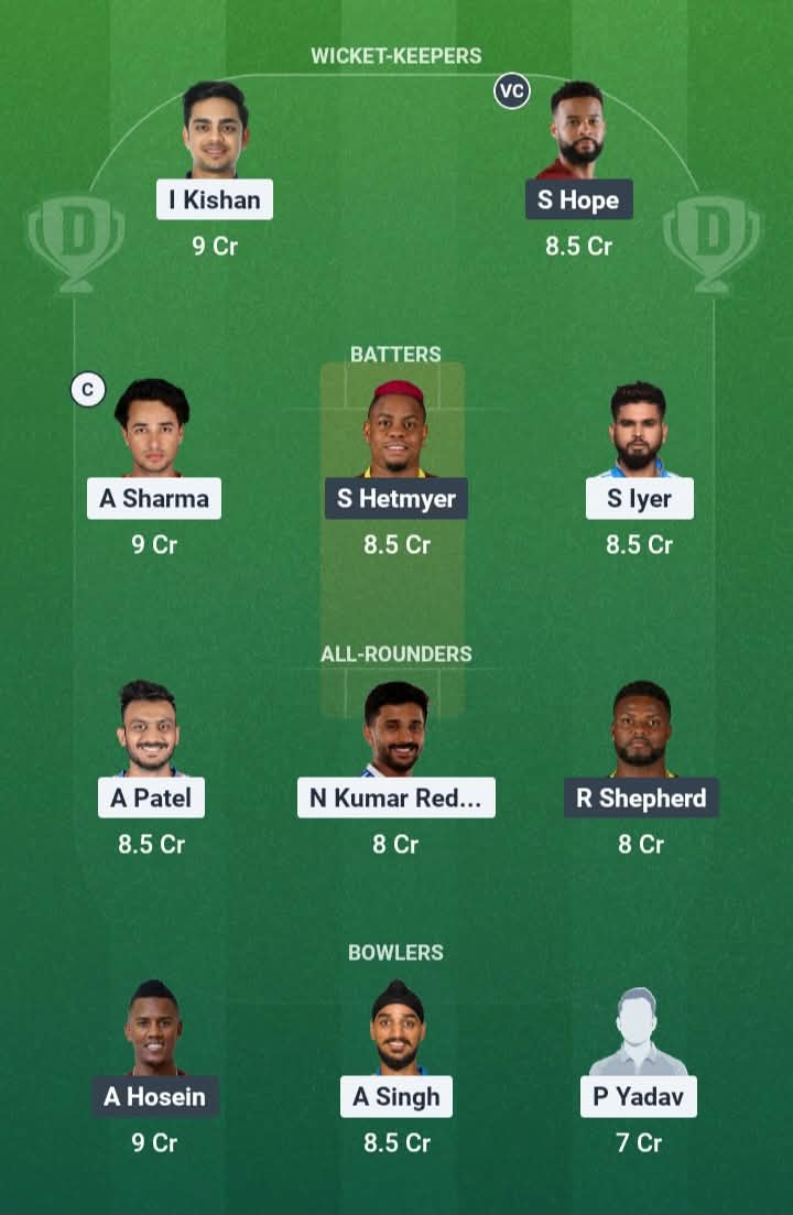 Screenshot from Dream11 app. A look at the Possible XIs, Fantasy Cricket Tips, Lucknow Pitch Report & Dream11 Prediction for IND vs WI 1st T20 Today.