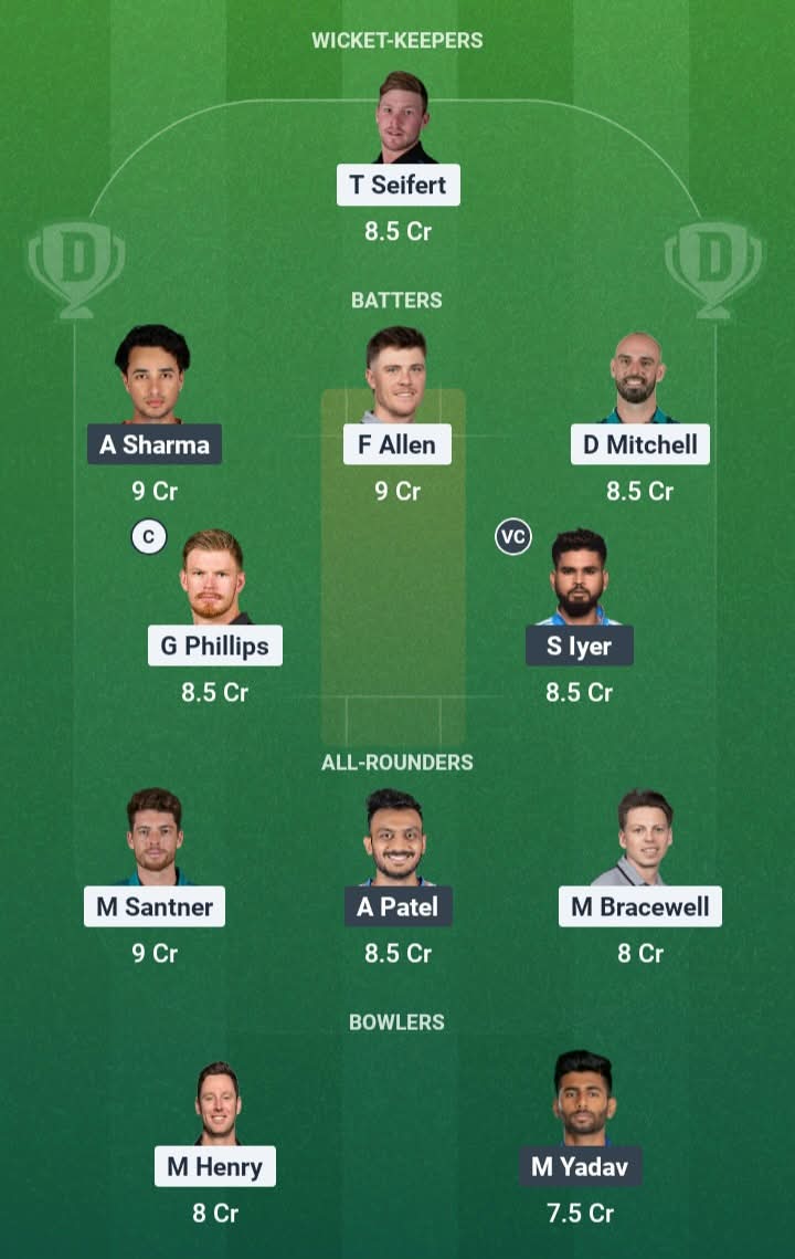 Screenshot from Dream11 app. A look at the Possible XIs, Fantasy Cricket Tips, Christchurch Pitch Report & Dream11 Prediction for NZ vs IND 2nd T20 Today.
